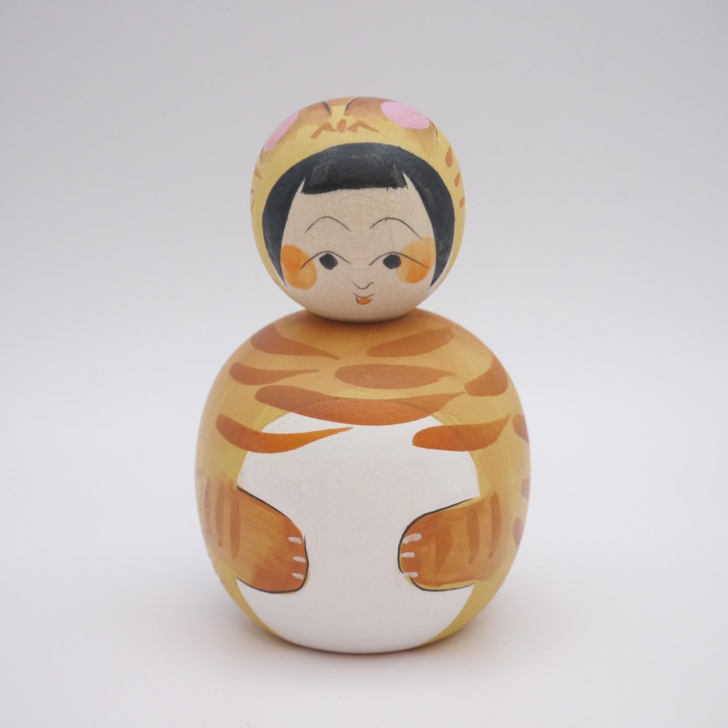 Kokeshi doll by Kaede Shida Tabby Calico Cat