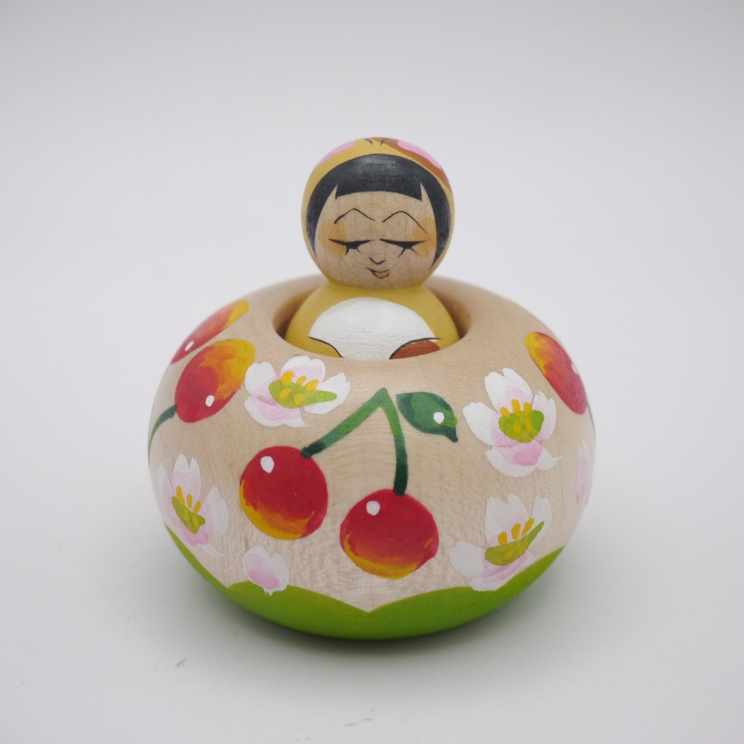 Kokeshi doll by Kaede Shida Cat Cherry Dandelion