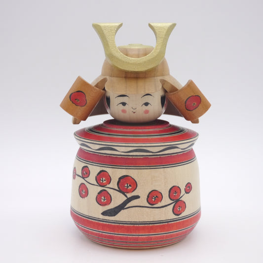 Kokeshi doll by Hideyuki Sato Kabuto Red