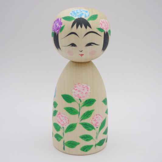 Kokeshi doll by Teruyuki Hiraga Hydrangea Large