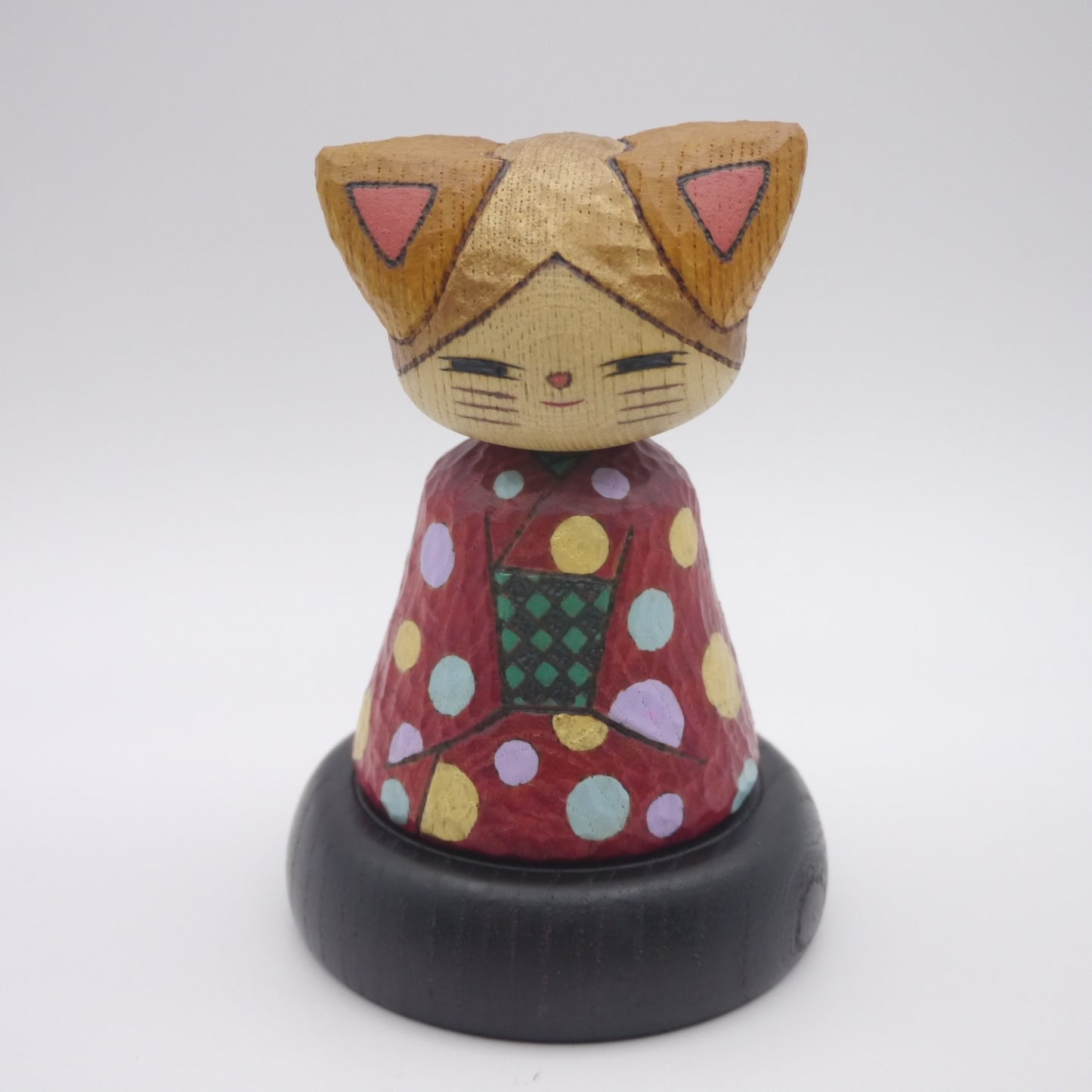 Kokeshi doll by Kunihiko Watanabe Cat 01