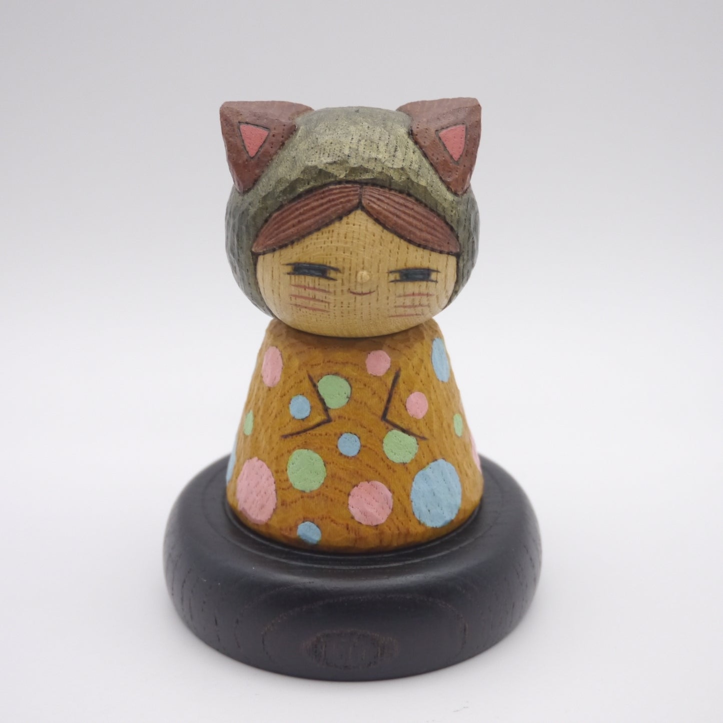 Kokeshi doll by Kunihiko Watanabe Cat 02