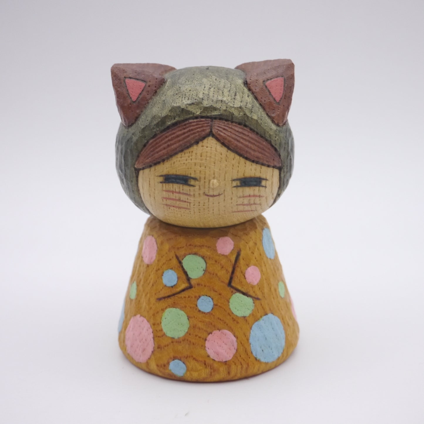 Kokeshi doll by Kunihiko Watanabe Cat 02