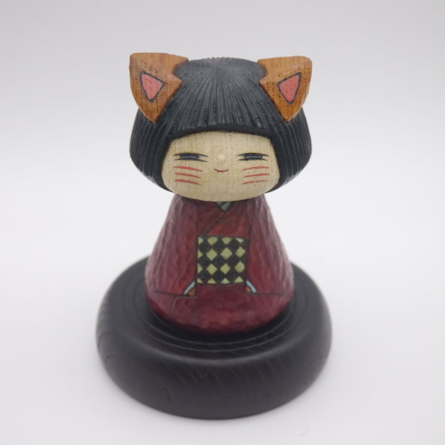 Kokeshi doll by Kunihiko Watanabe Cat 03