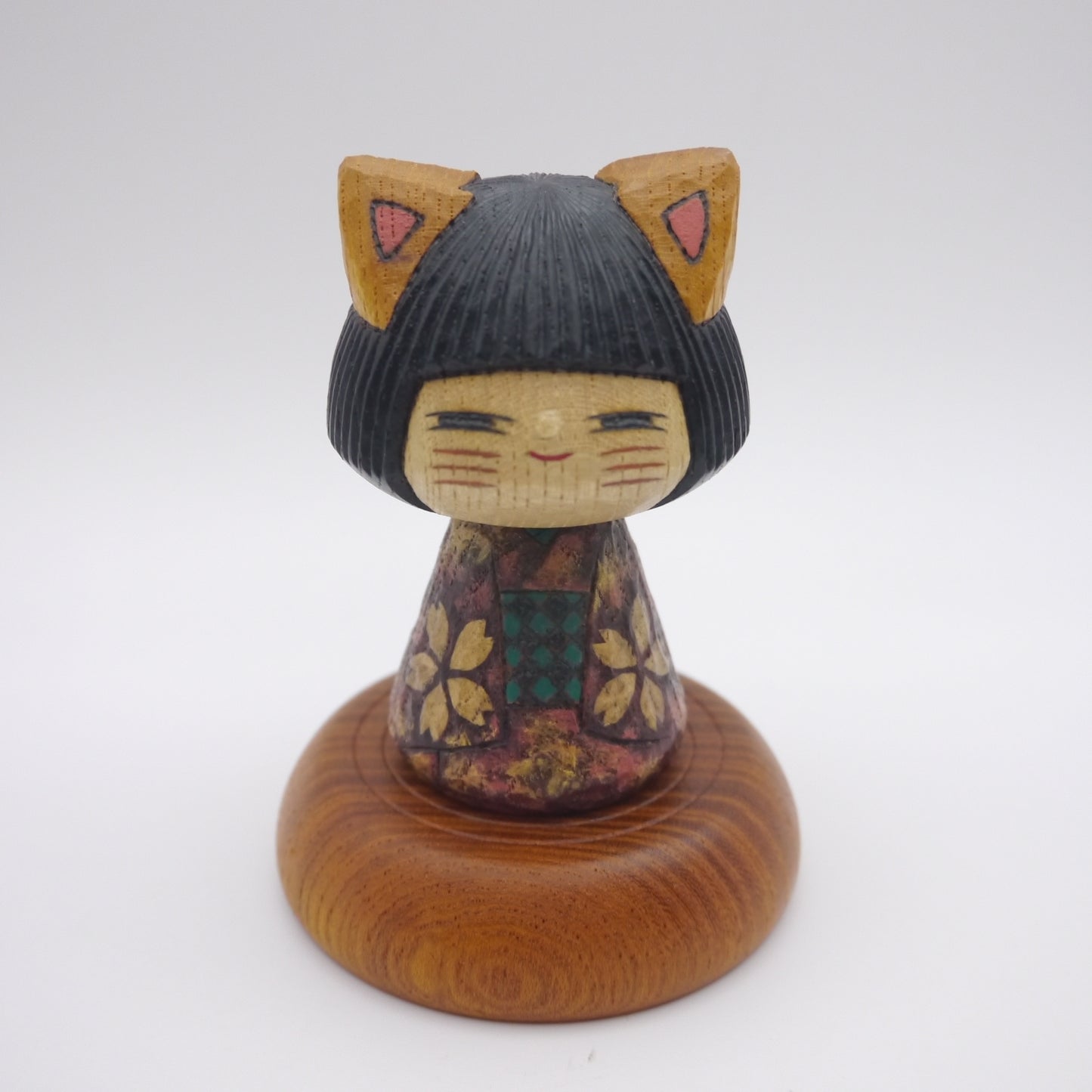 Kokeshi doll by Kunihiko Watanabe Cat 04