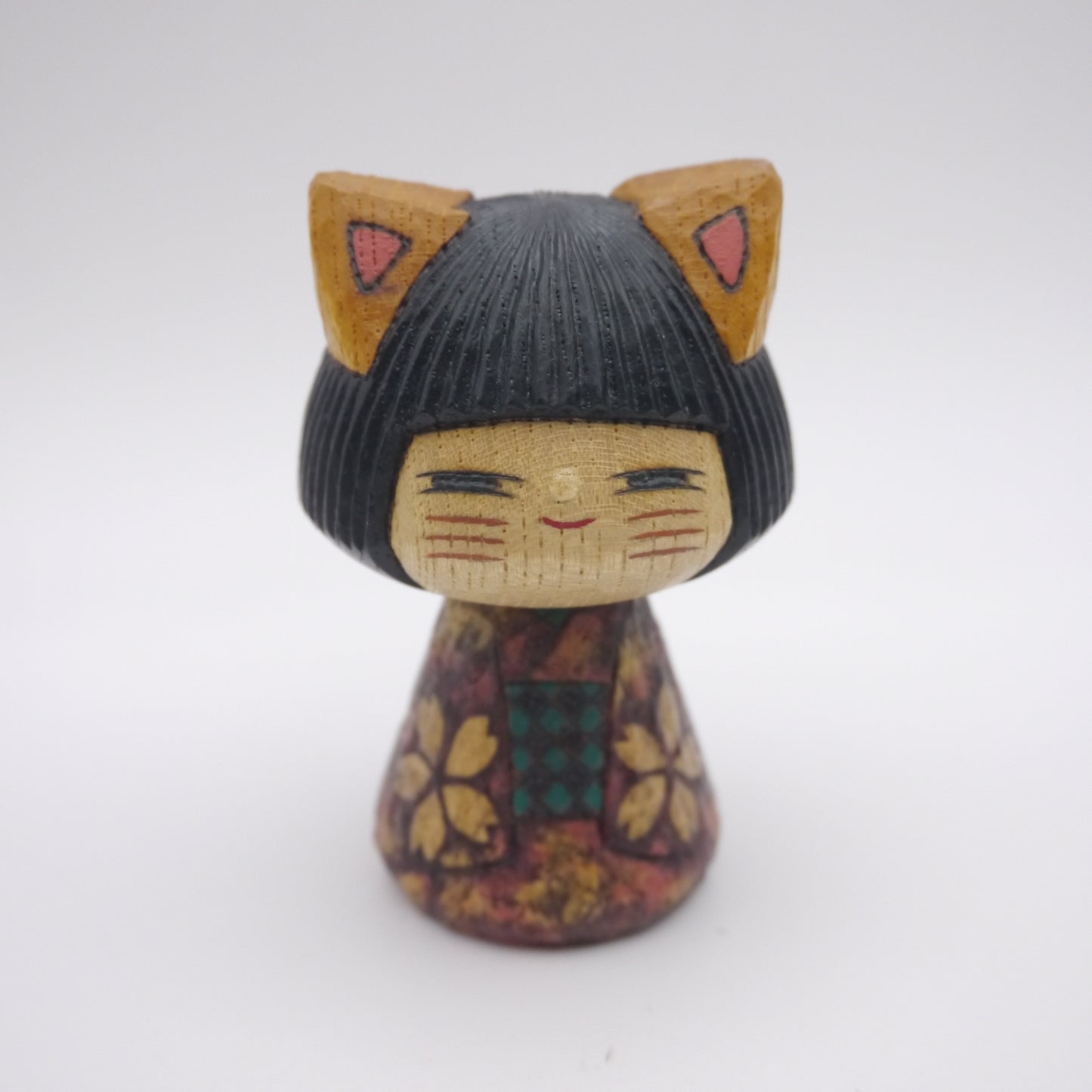 Kokeshi doll by Kunihiko Watanabe Cat 04