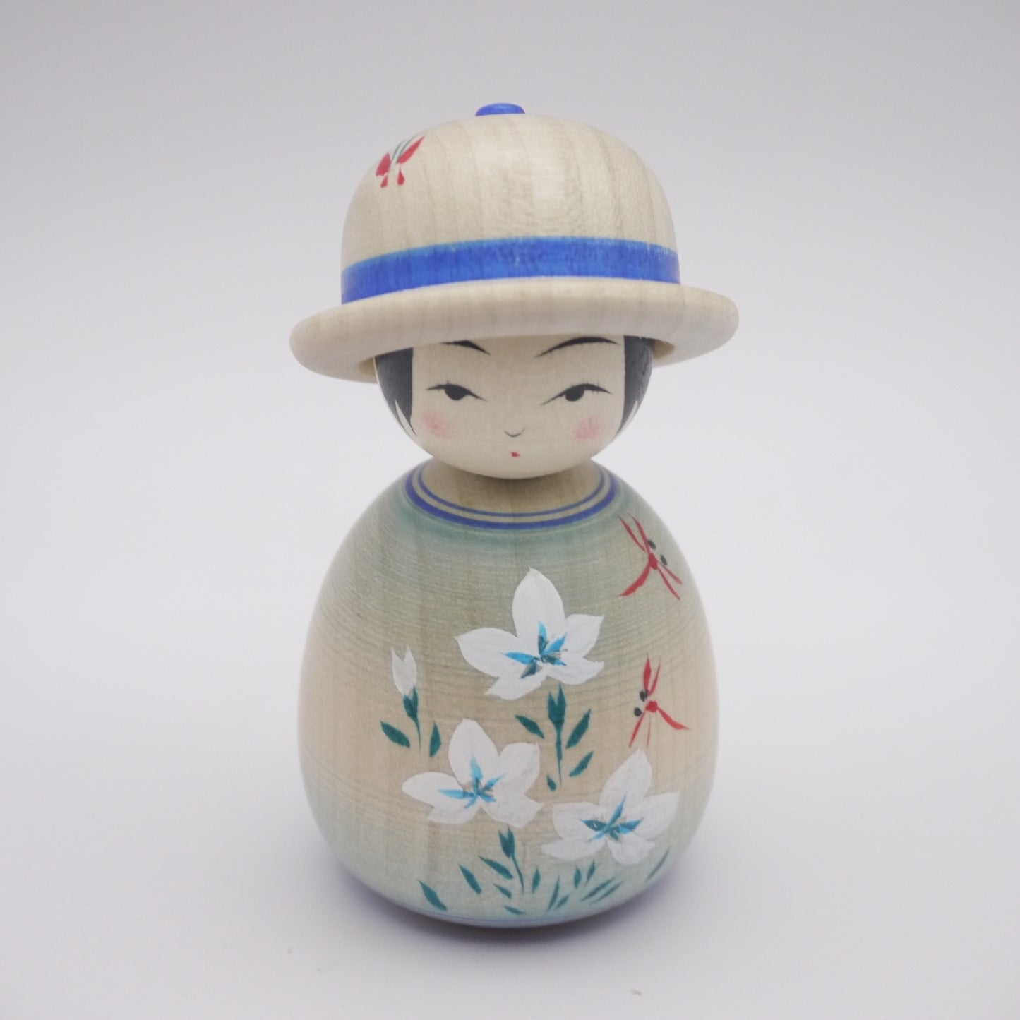 Kokeshi doll by Yoshinobu Kakizawa Blue Hat