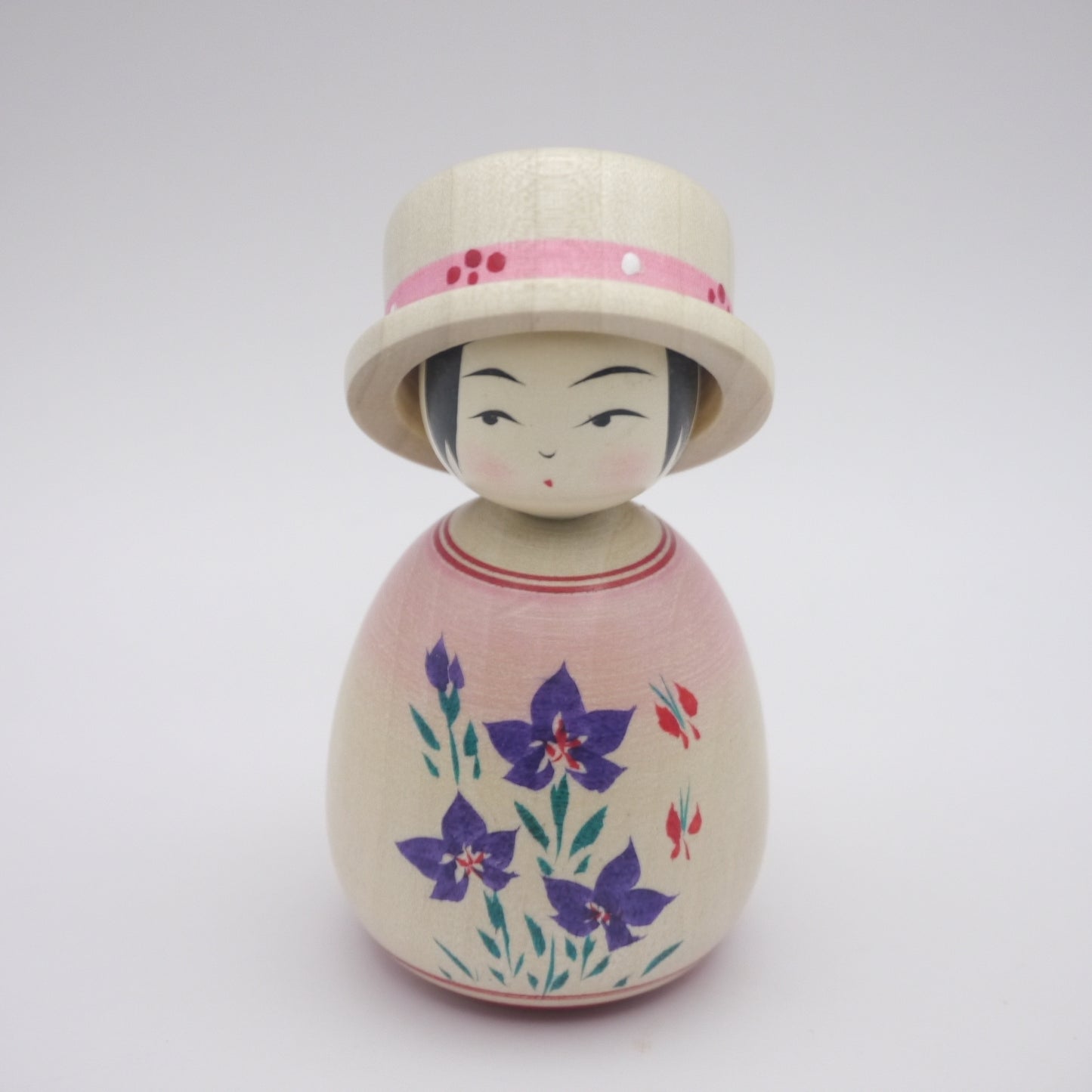 Kokeshi doll by Yoshinobu Kakizawa Pink Hat