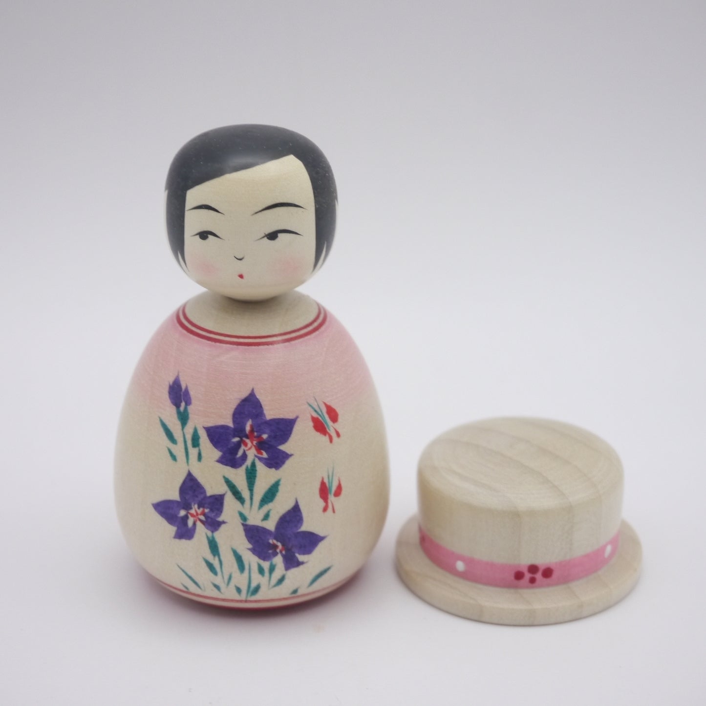 Kokeshi doll by Yoshinobu Kakizawa Pink Hat