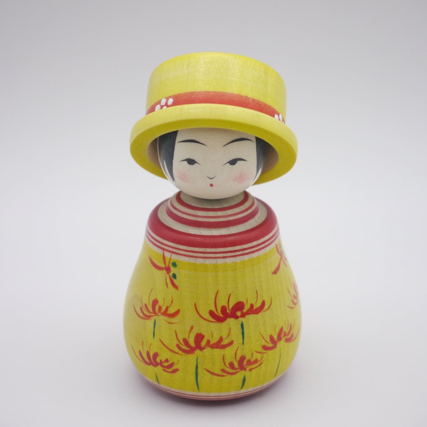 Kokeshi doll by Yoshinobu Kakizawa Yellow Hat