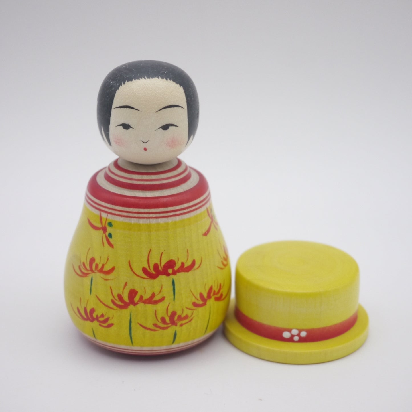 Kokeshi doll by Yoshinobu Kakizawa Yellow Hat