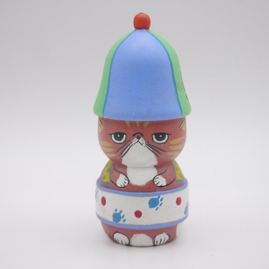 Kokeshi doll by Kikuhiro Shida Sauna Cat with Chair