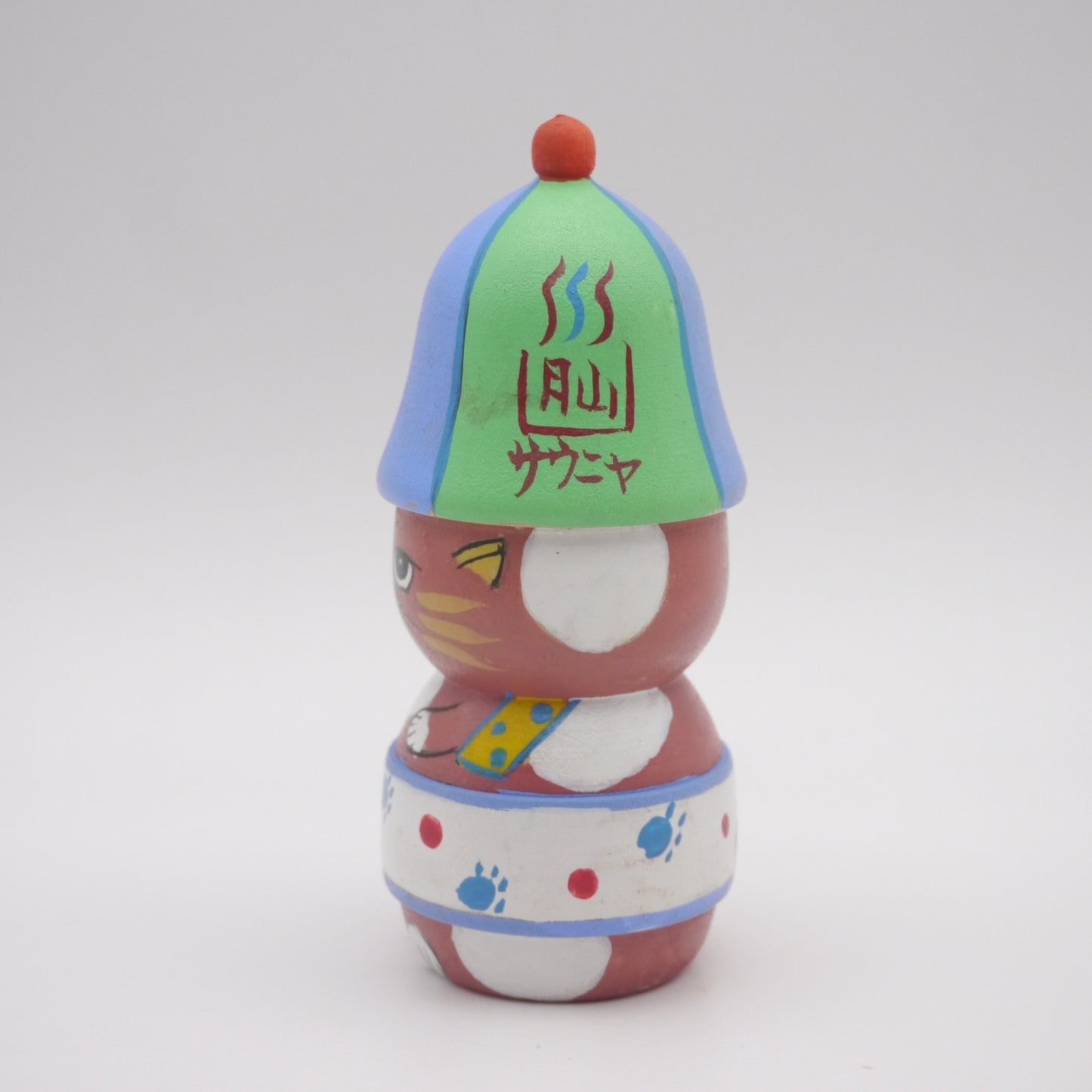 Kokeshi doll by Kikuhiro Shida Sauna Cat with Chair