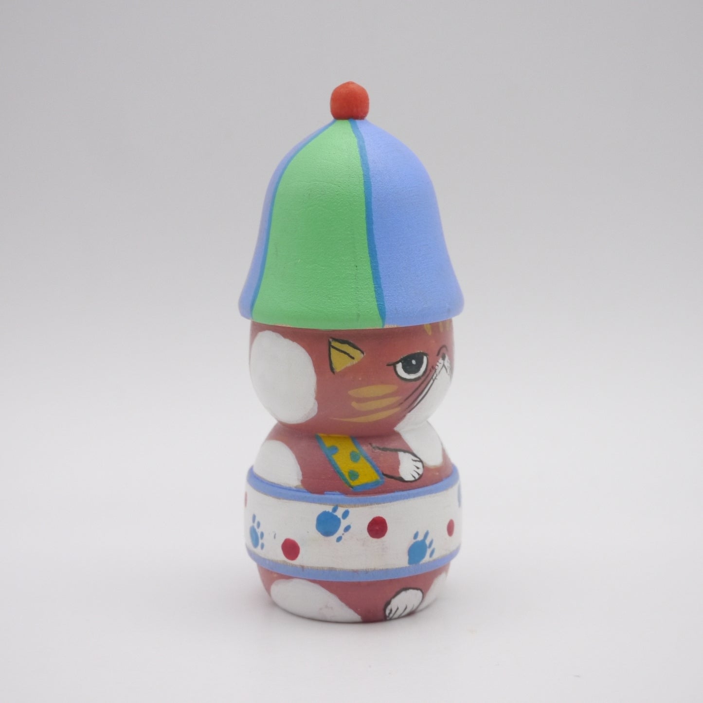 Kokeshi doll by Kikuhiro Shida Sauna Cat with Chair