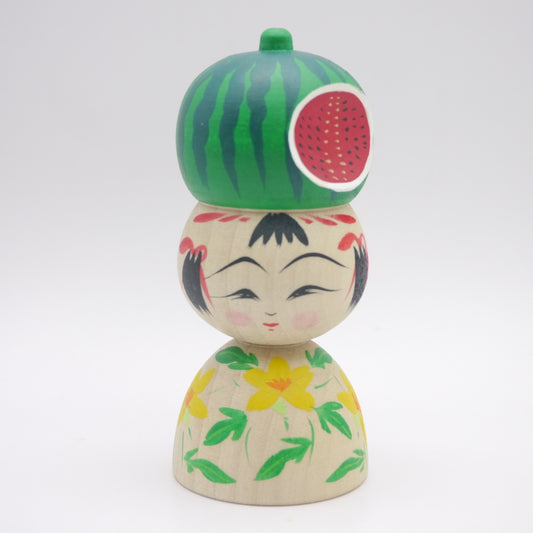 Kokeshi doll by Teruyuki Hiraga Watermelon Flower