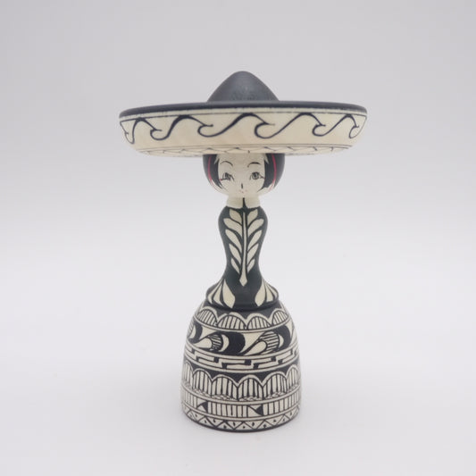 Kokeshi doll by Yasuhiro Sato Mexico style