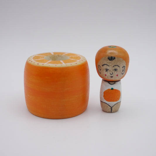 116 Kokeshi doll by Toshihiko Nishiyama Orange