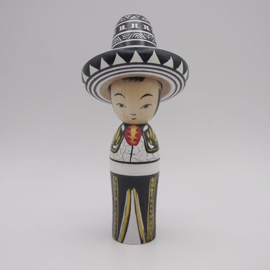 166 Kokeshi doll by Kikuhiro Shida Mexico style