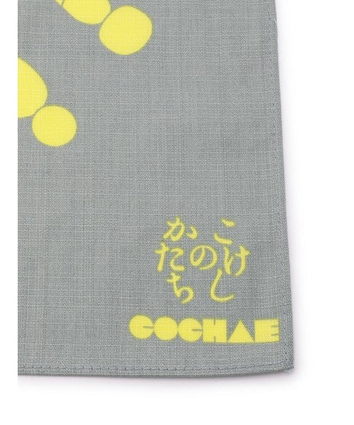 Furoshiki Kokeshi Pattern Cotton Cloth Gray